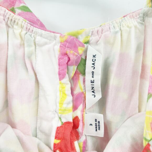 Janie and Jack Girls Cottagecore Summer Ruffled Cold Shoulder Floral Dress 3 - Picture 3 of 6